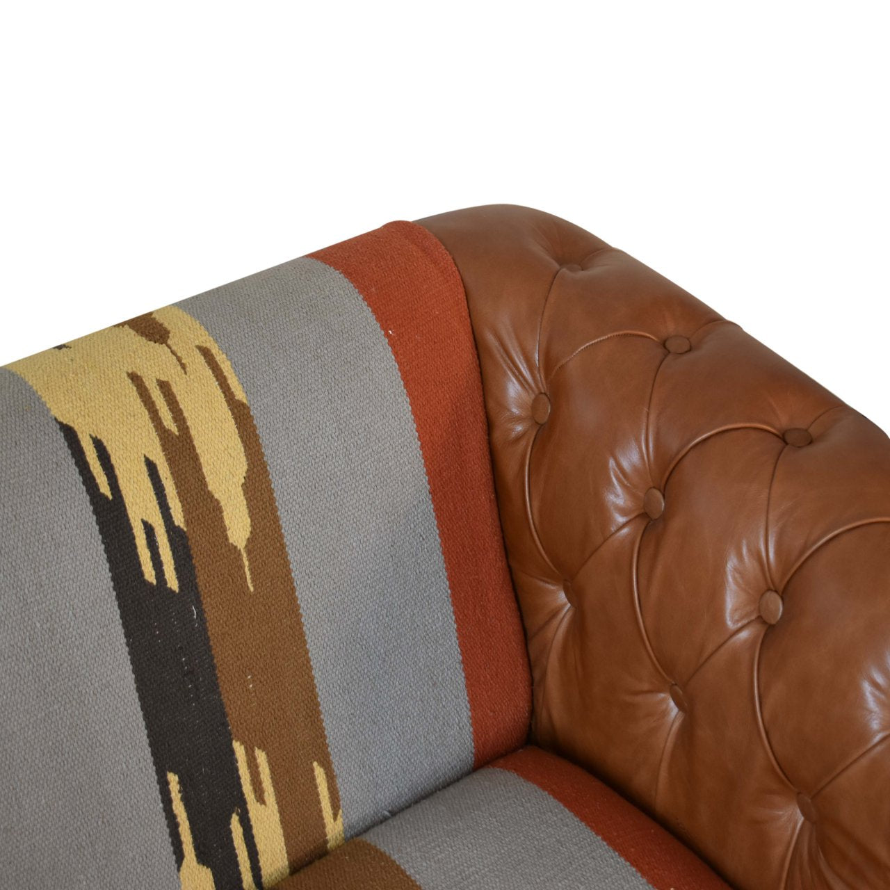 Durrie & Buffalo Leather Mixed 2 Seat Sofa Nordic Animal Print Design - CasaFenix