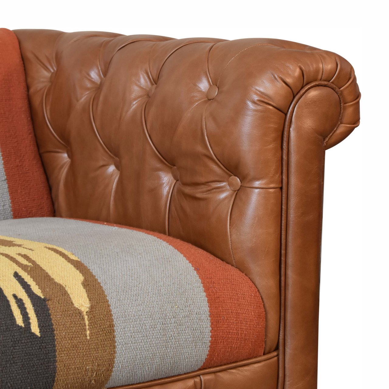 Durrie & Buffalo Leather Mixed 2 Seat Sofa Nordic Animal Print Design - CasaFenix