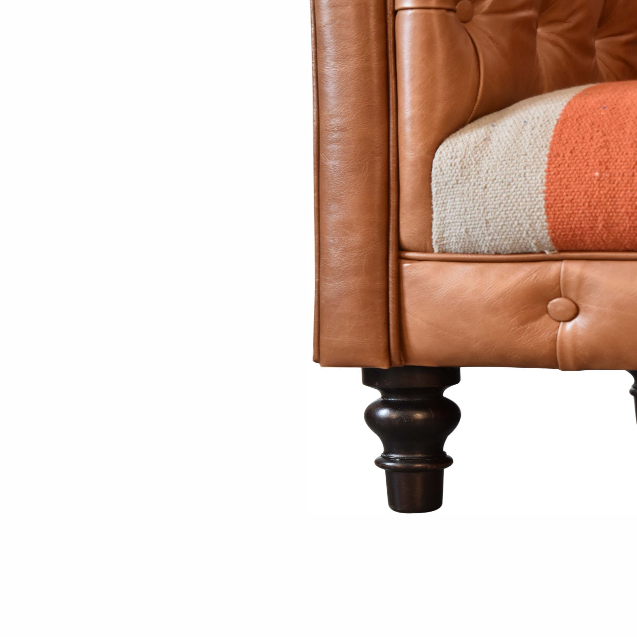 Durrie & Buffalo Leather Mixed 2 Seat Sofa Nordic Animal Print Design - CasaFenix