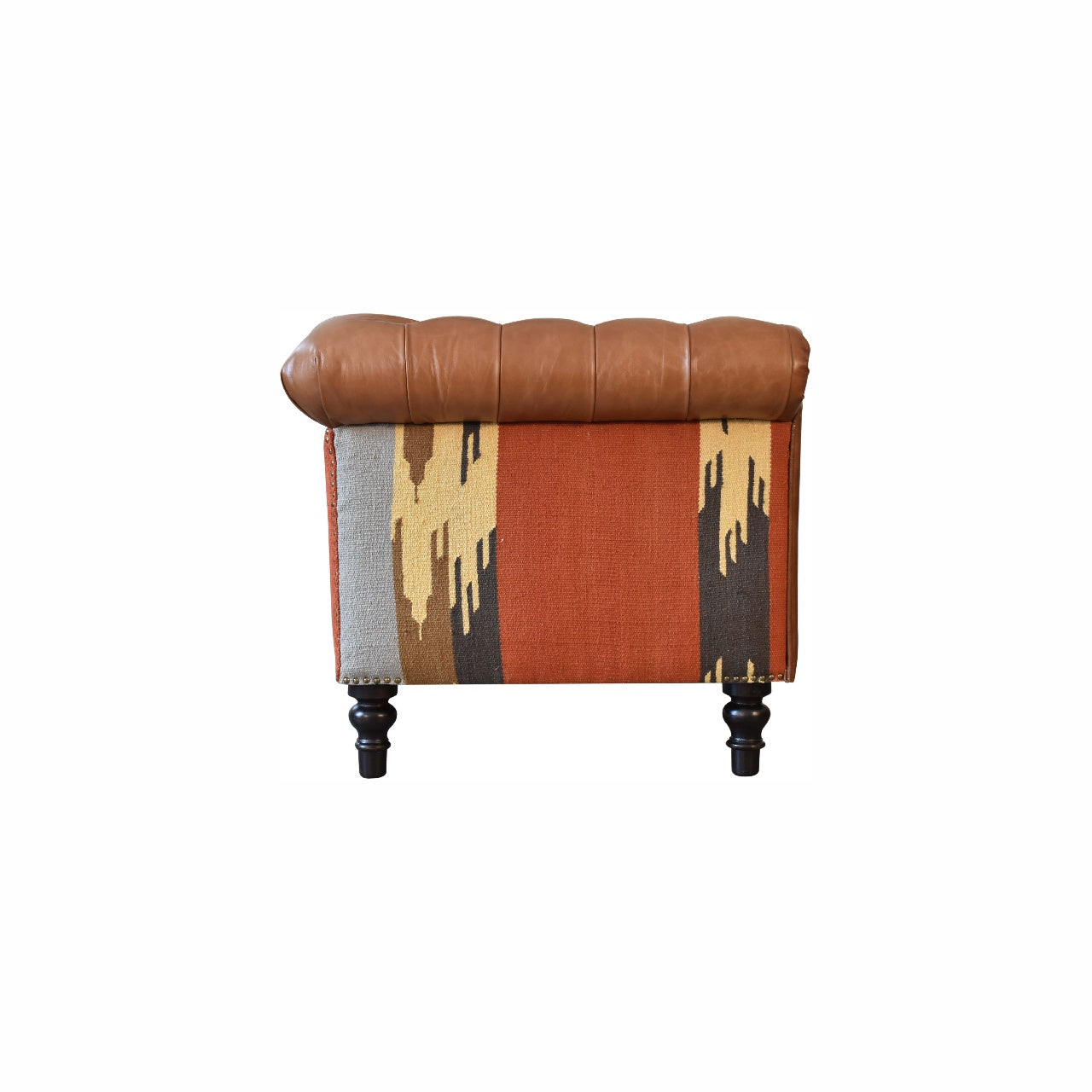 Durrie & Buffalo Leather Mixed 2 Seat Sofa Nordic Animal Print Design - CasaFenix
