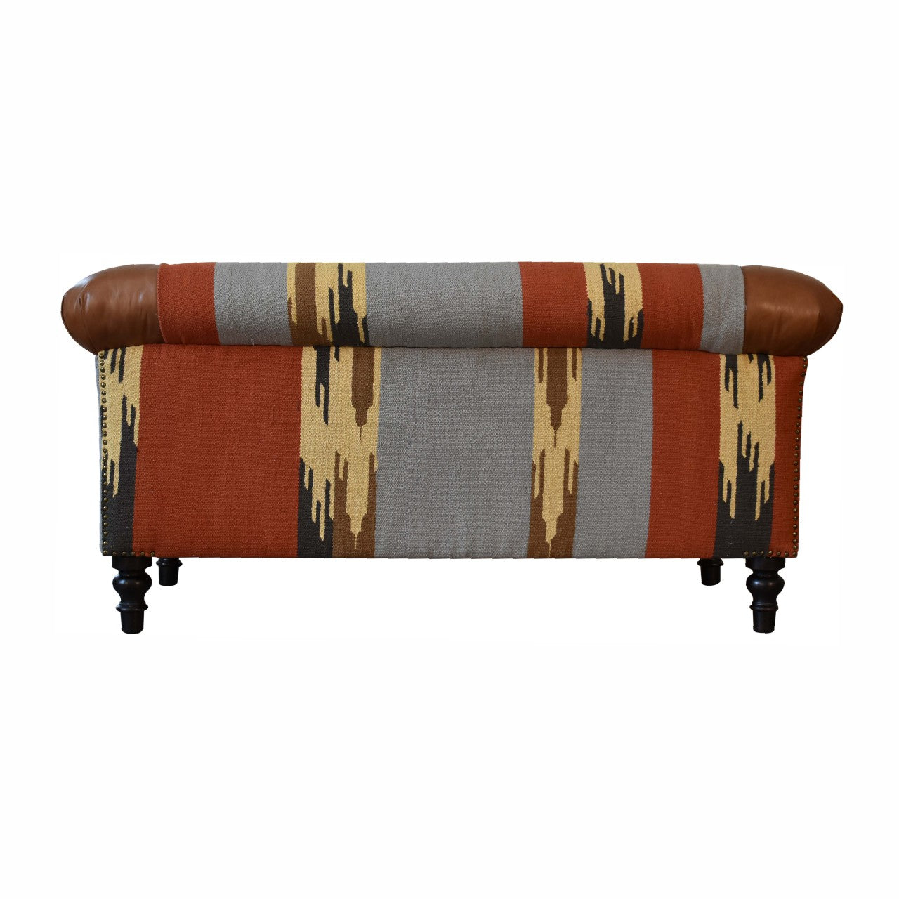 Durrie & Buffalo Leather Mixed 2 Seat Sofa Nordic Animal Print Design - CasaFenix