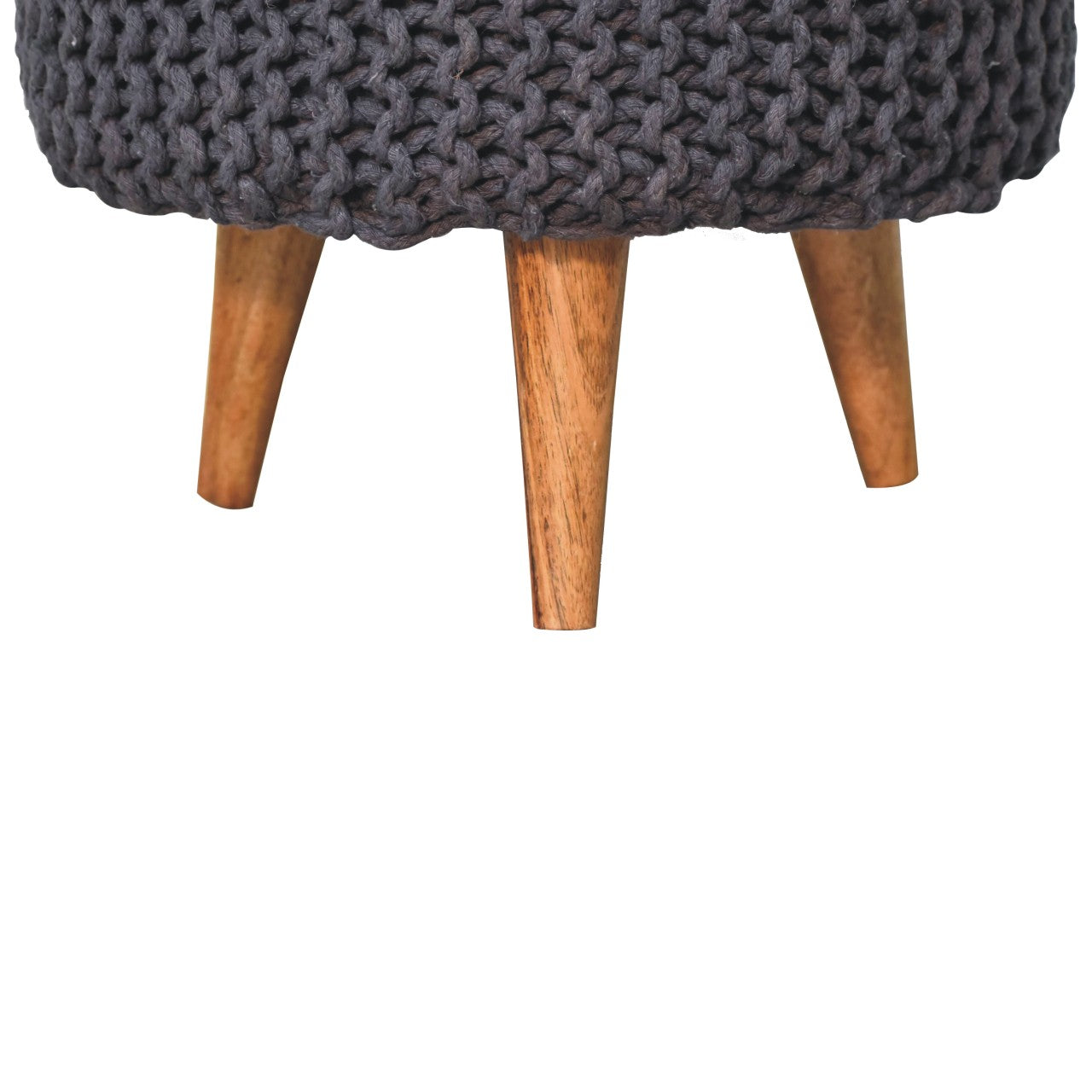 Keeva Grey Round Footstool - CasaFenix