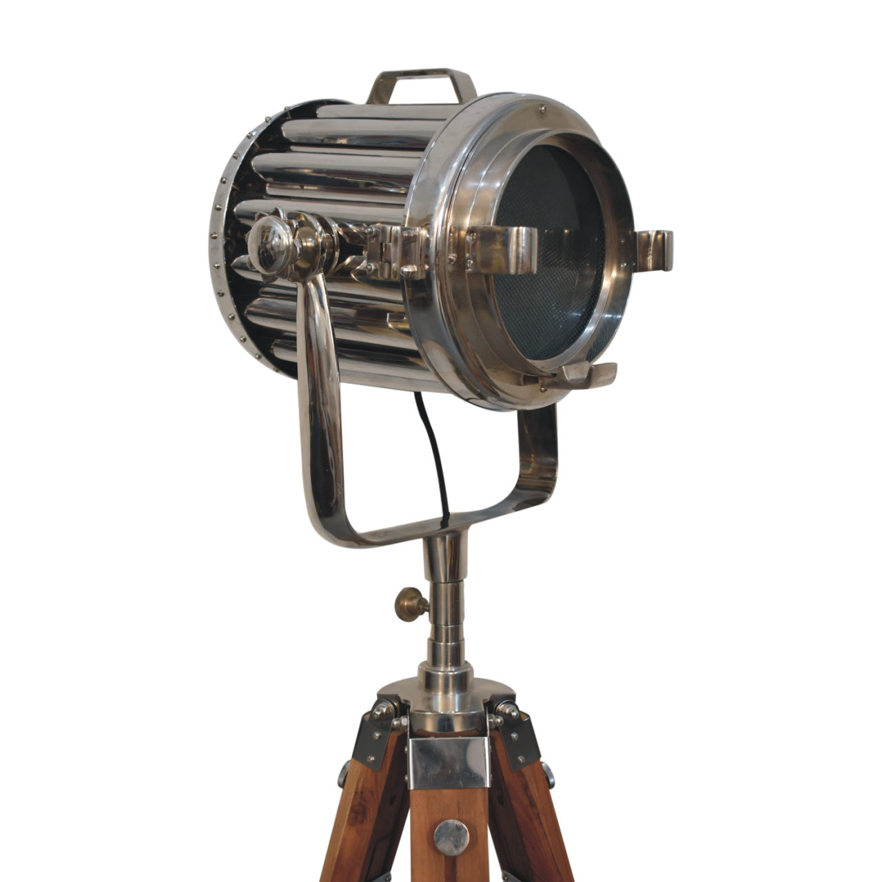 Netted Chrome Tripod Fold Spotlight Floor Lamp - CasaFenix