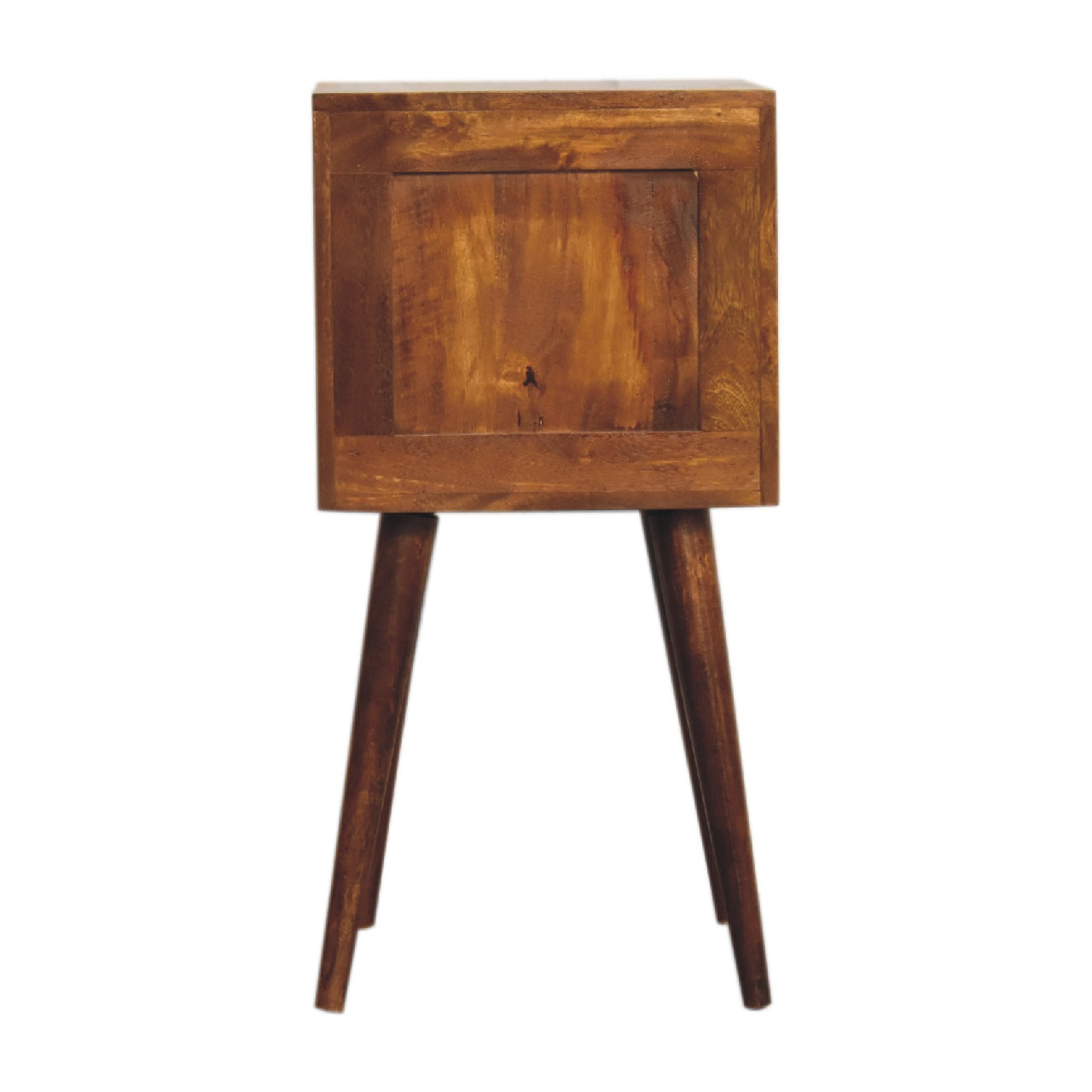 Mini Chestnut Cube Carved 2 Drawer Bedside Chest - CasaFenix