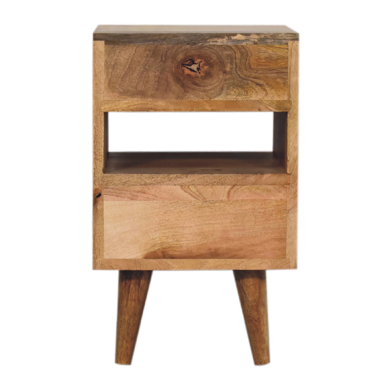 Mini Classic Multi Oak-ish 2 Drawer Bedside Table - CasaFenix