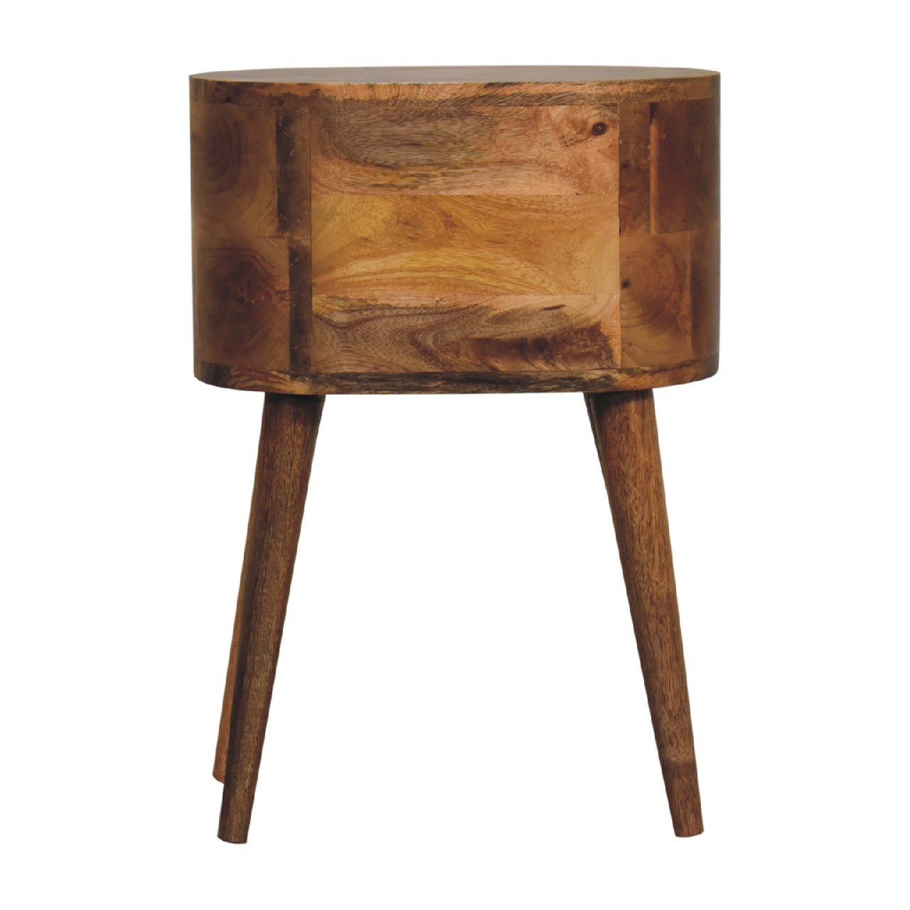Mini Oak-ish Rounded Bedside Table 2 Drawer Chest - CasaFenix