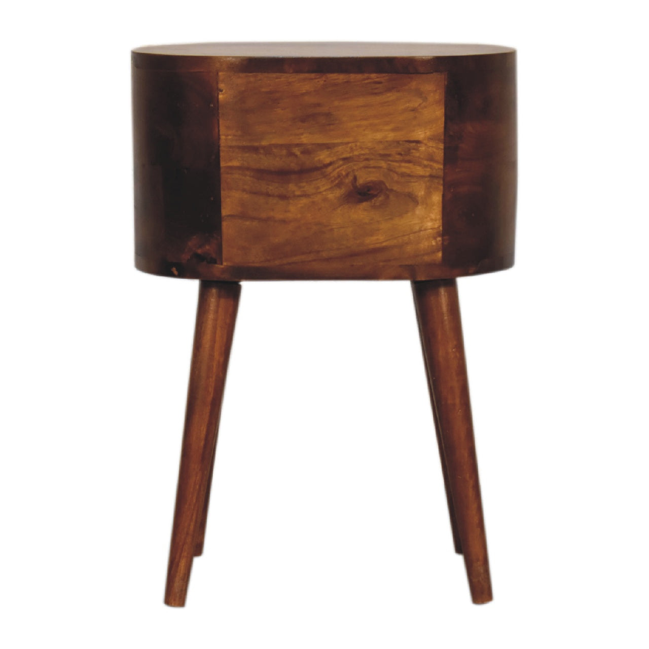 Mini Chestnut Rounded Bedside Table 2 Drawer Chest - CasaFenix