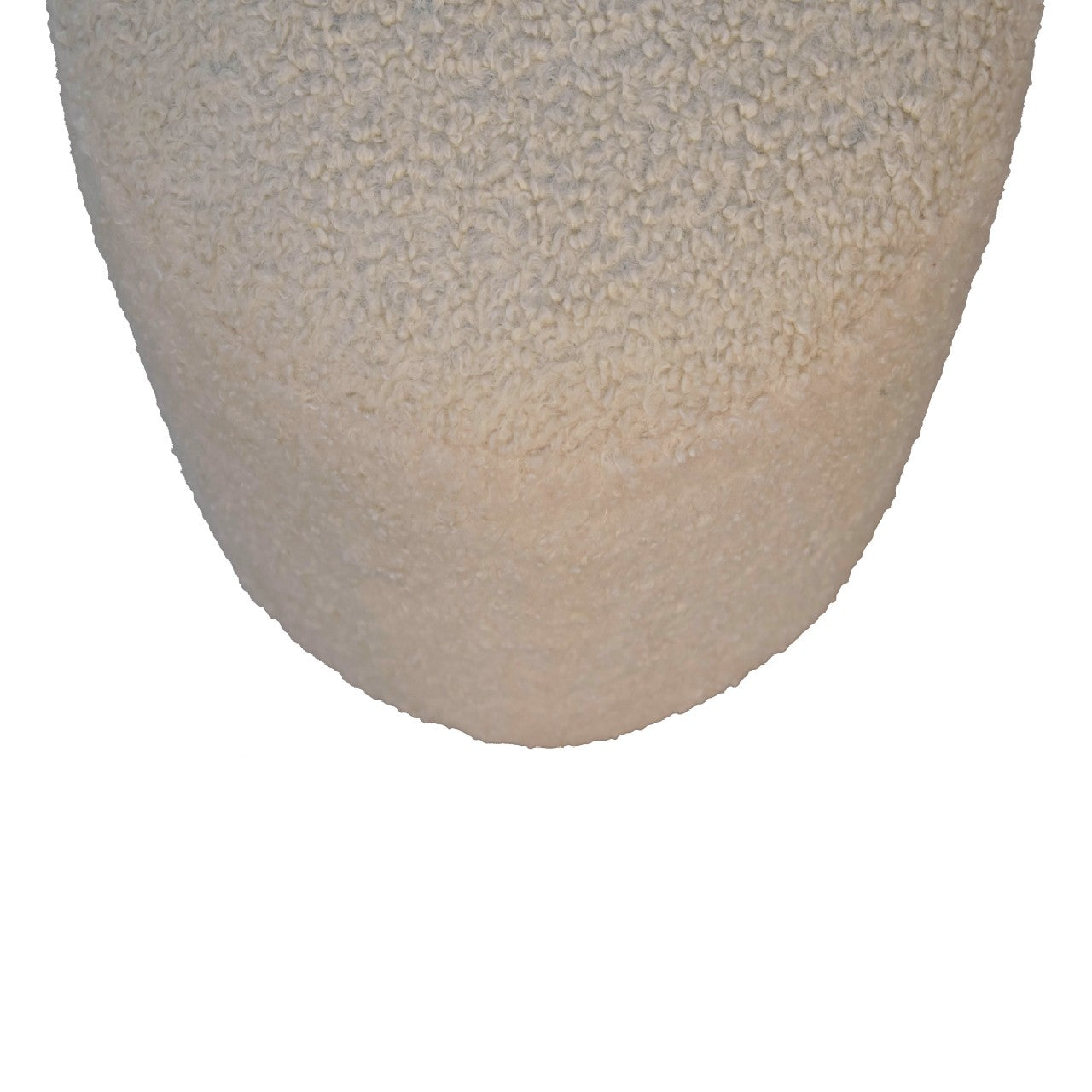 Cream Boucle Fabric Round Footstool - CasaFenix