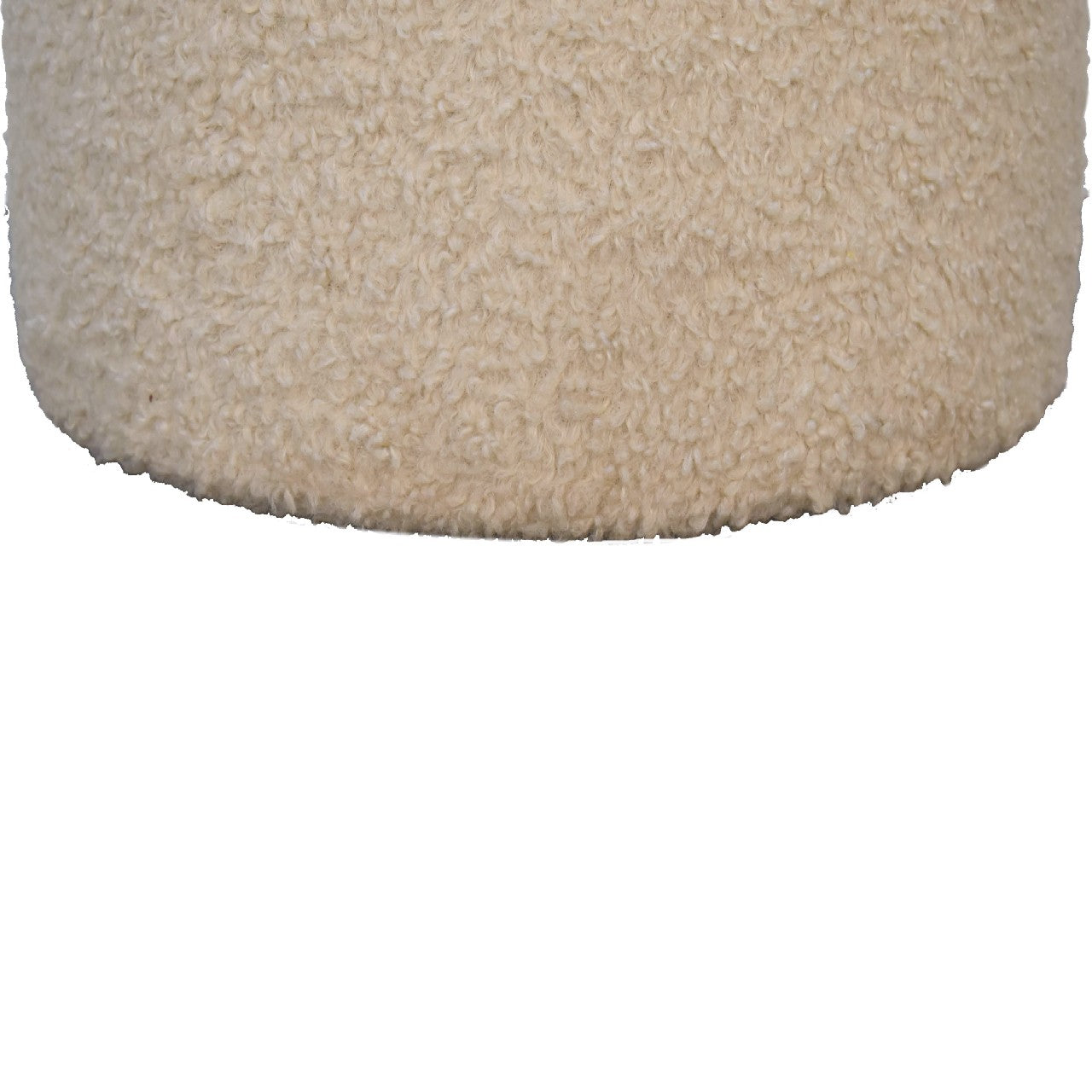 Cream Boucle Fabric Round Footstool - CasaFenix
