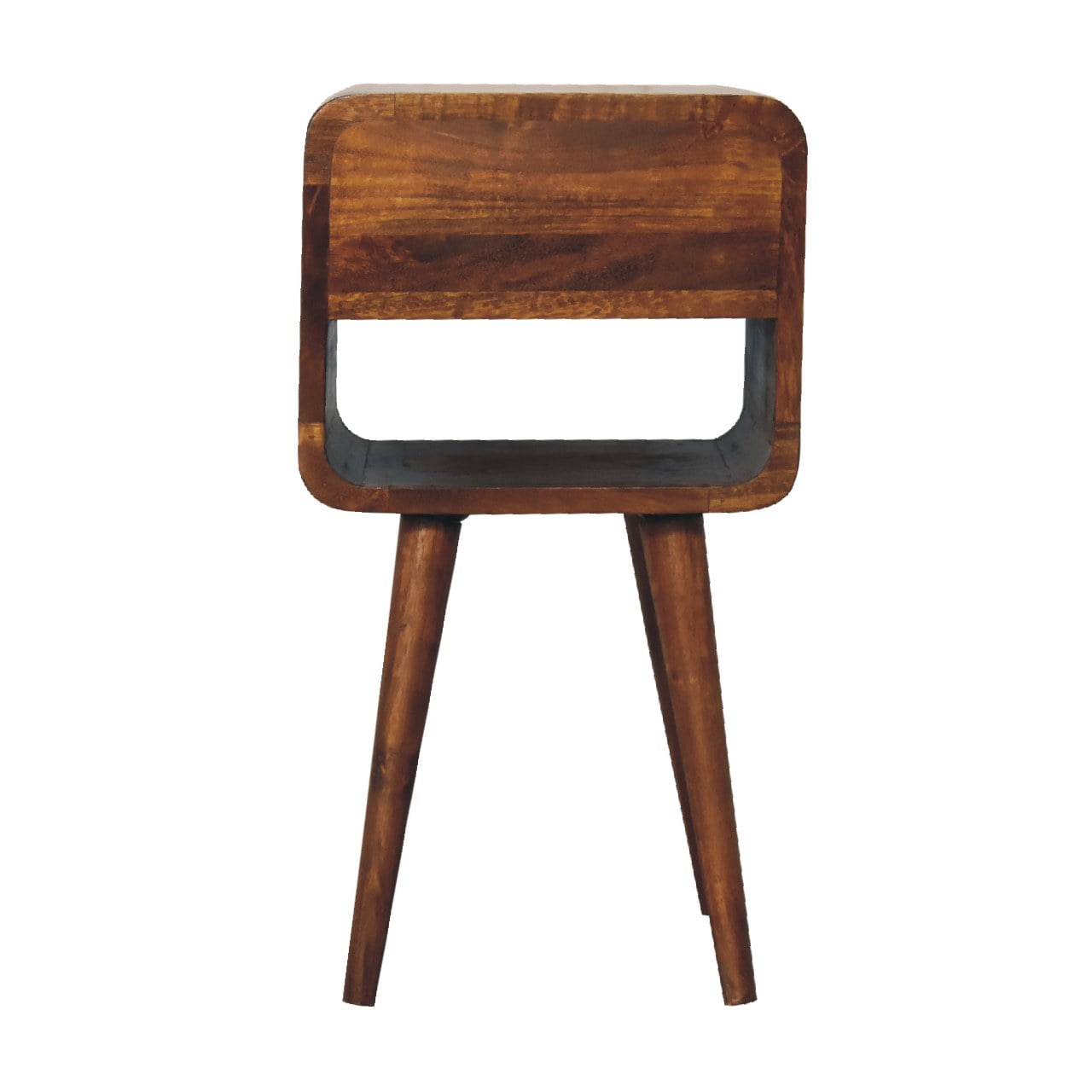 Mini Chestnut Curved Bedside with Lower Slot 1 Draw Chest - CasaFenix