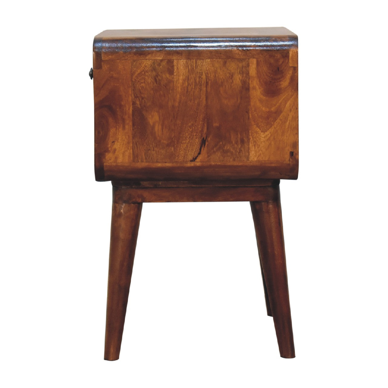 Curved Chestnut Bedside with Open Slot - CasaFenix
