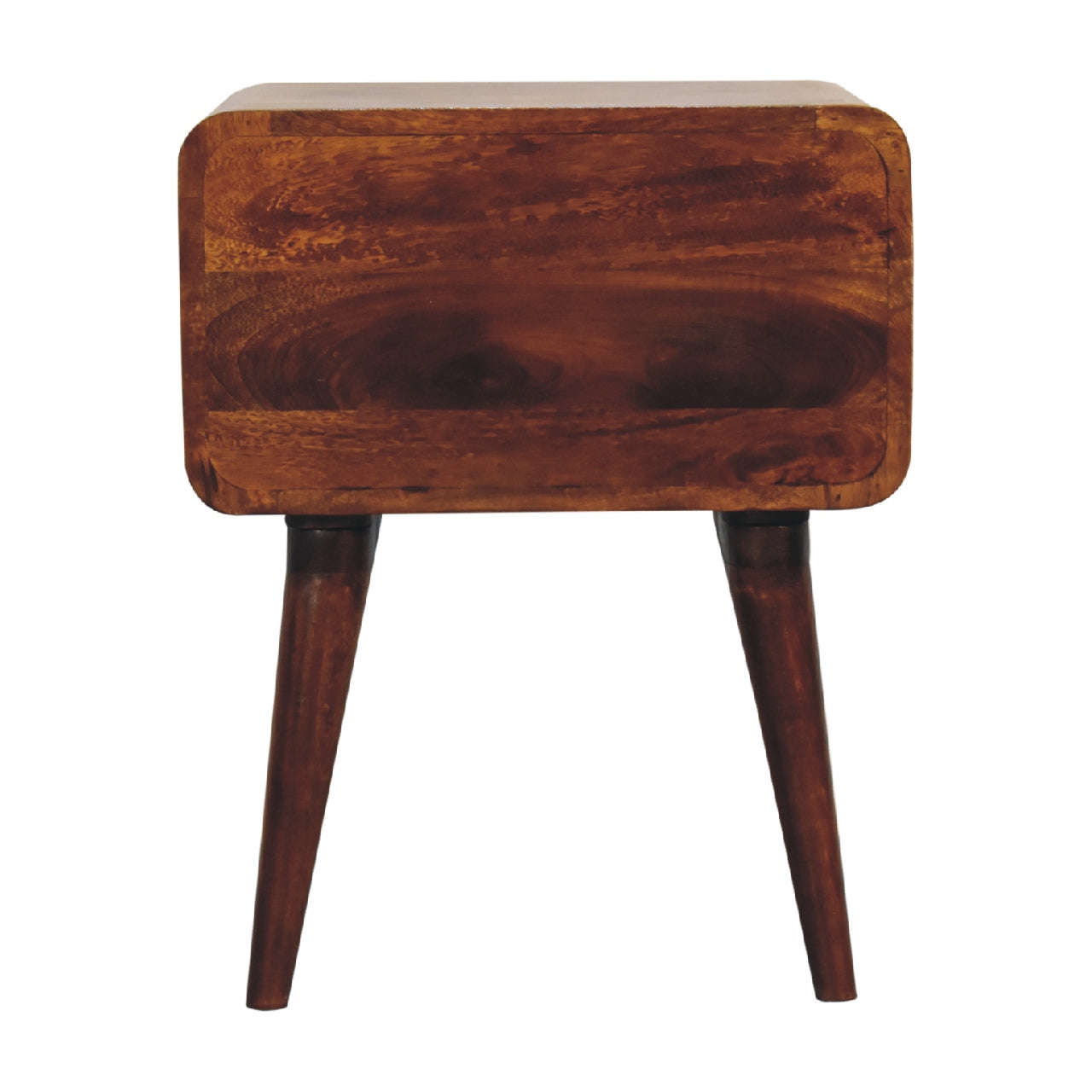 Curved Chestnut Bedside with Open Slot - CasaFenix