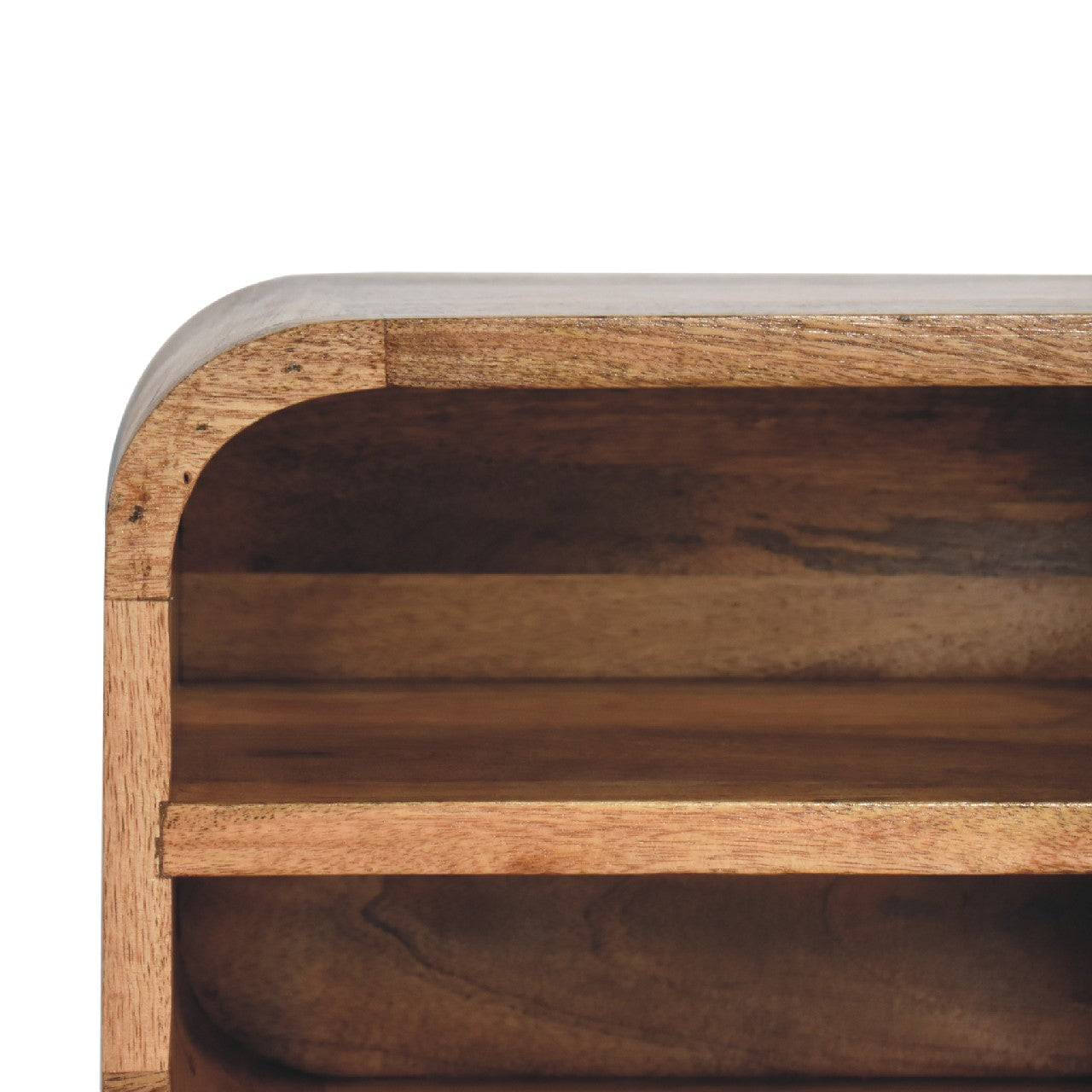 IN3429 - Open Curved Oak-ish 2 Drawer Wall Mounted Bedside - CasaFenix