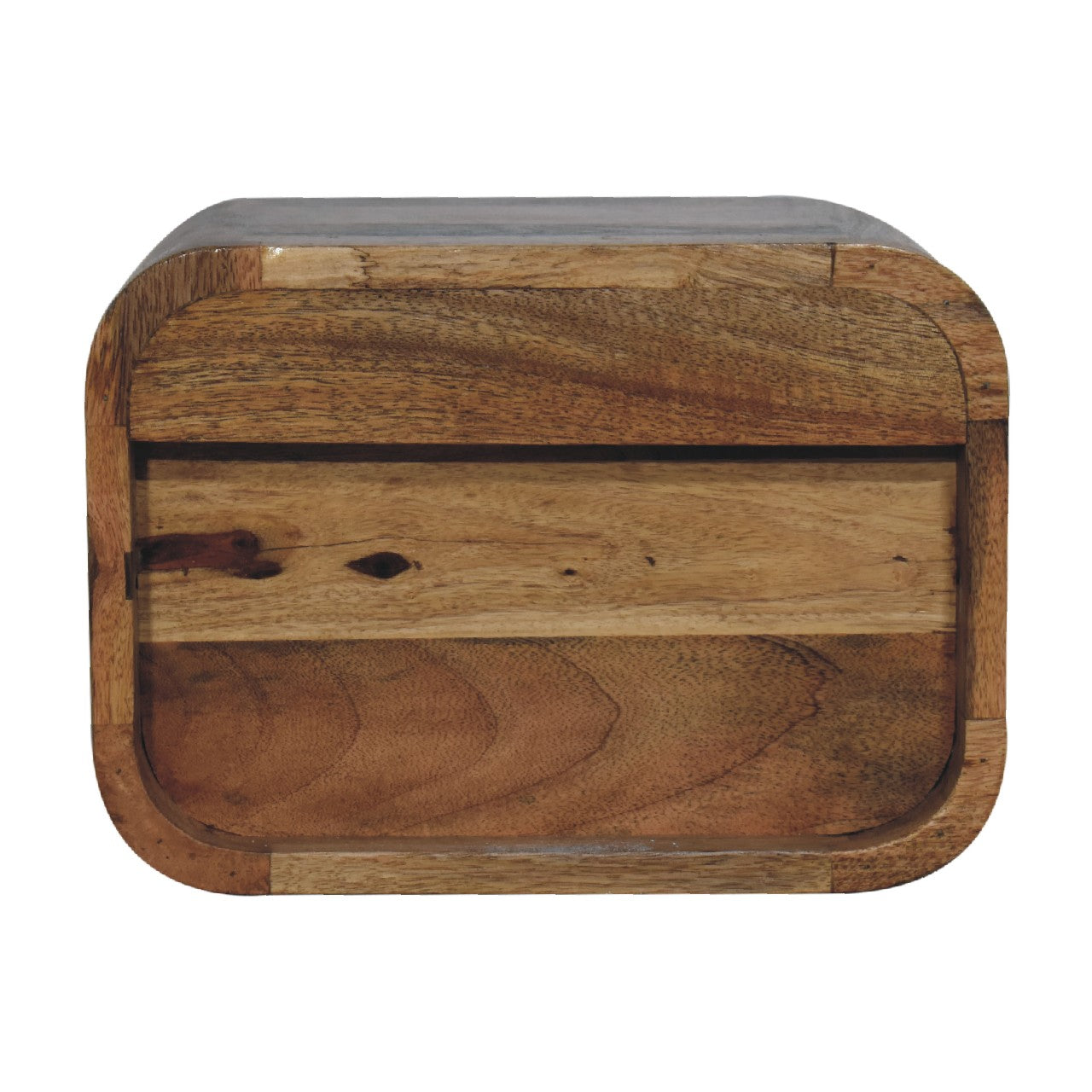 IN3429 - Open Curved Oak-ish 2 Drawer Wall Mounted Bedside - CasaFenix