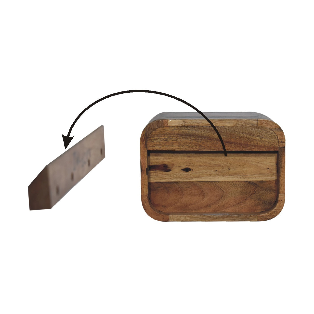 IN3429 - Open Curved Oak-ish 2 Drawer Wall Mounted Bedside - CasaFenix