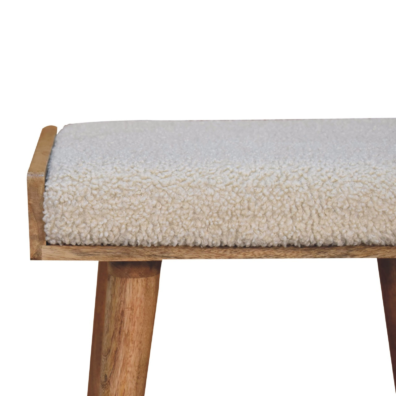 Boucle Cream Tray Style Footstool - CasaFenix
