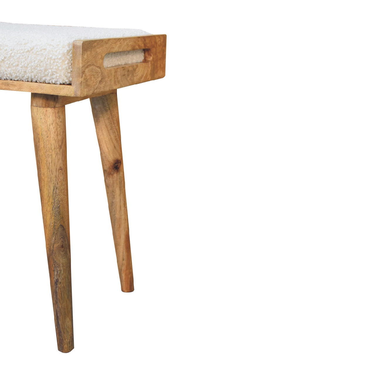 Boucle Cream Tray Style Footstool - CasaFenix