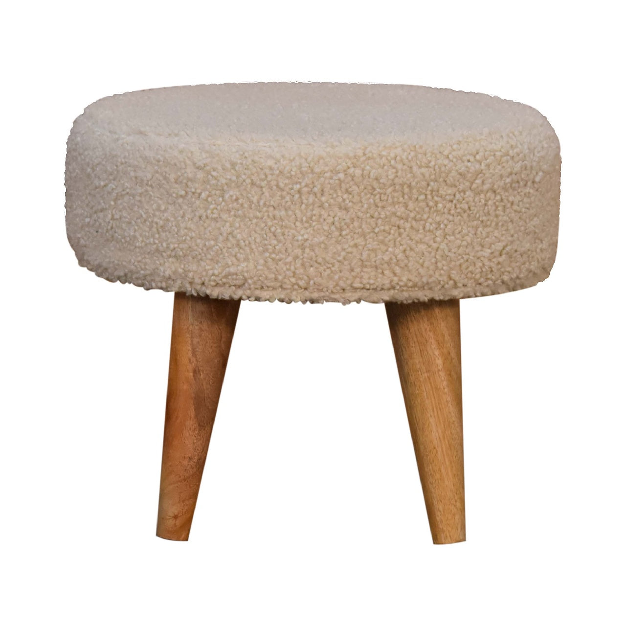Boucle Cream Petite Footstool - CasaFenix
