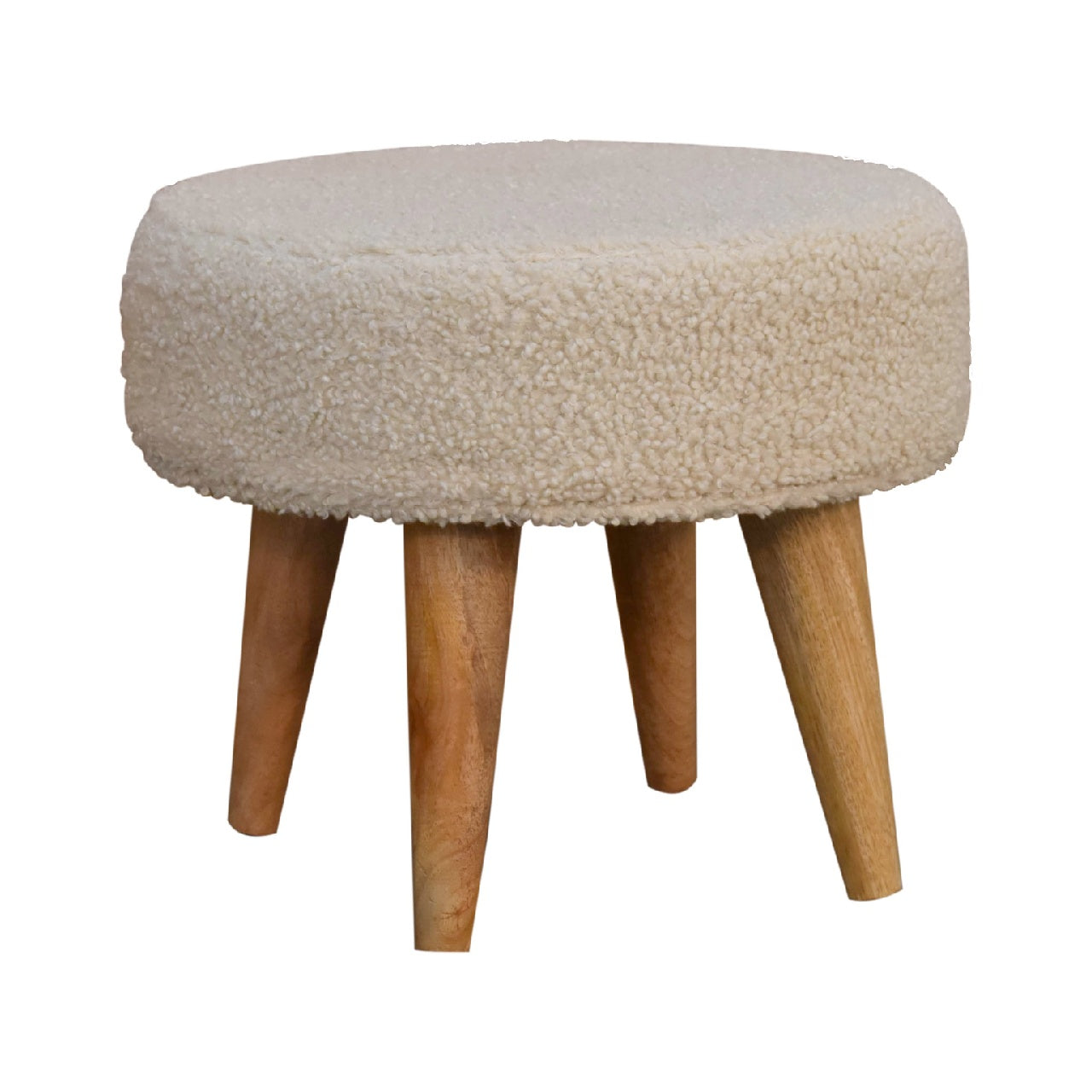 Boucle Cream Petite Footstool - CasaFenix