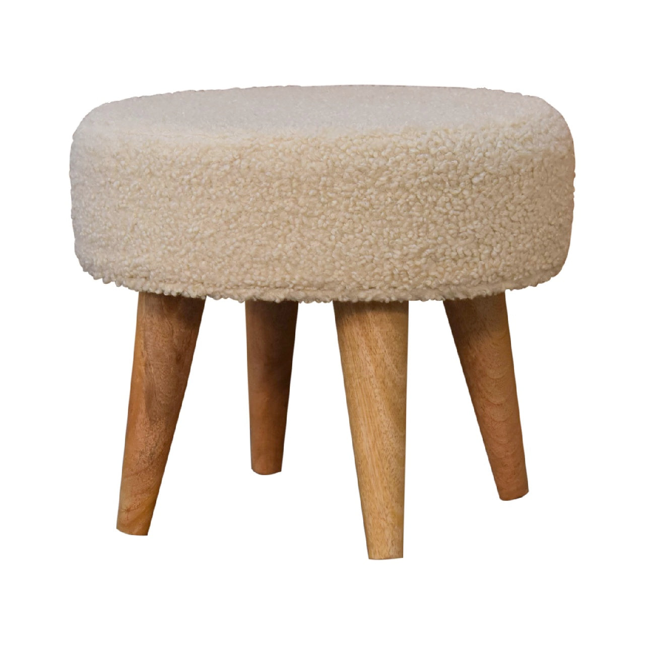 Boucle Cream Petite Footstool - CasaFenix