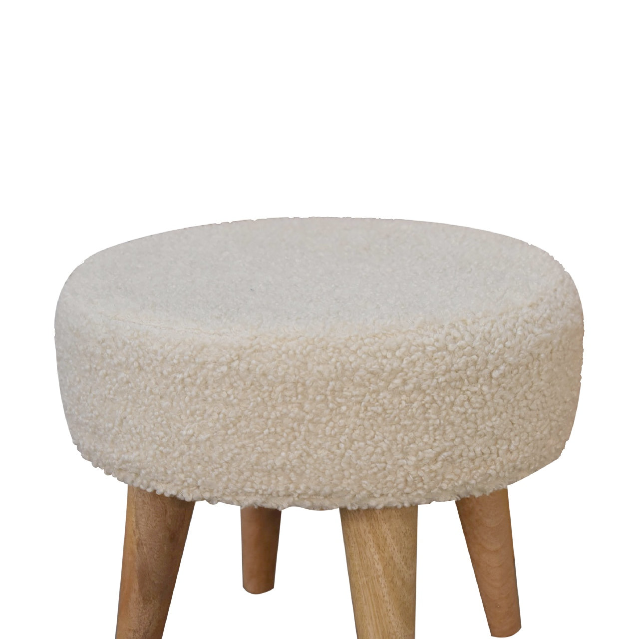 Boucle Cream Petite Footstool - CasaFenix