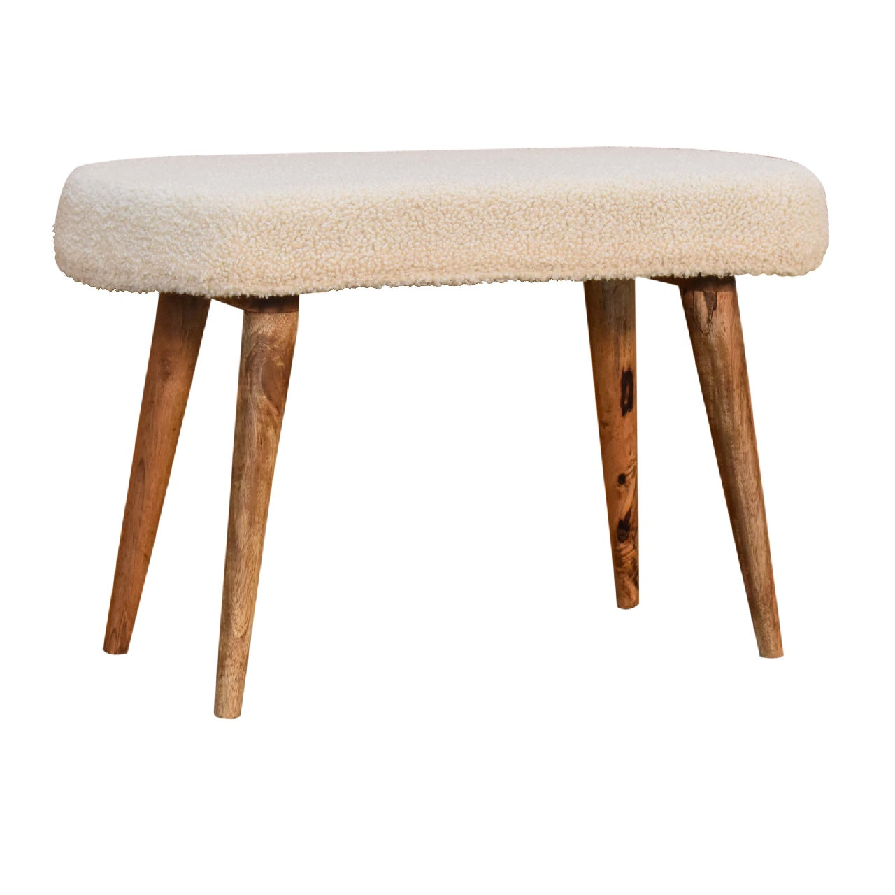 Boucle Cream Nordic Bench - CasaFenix