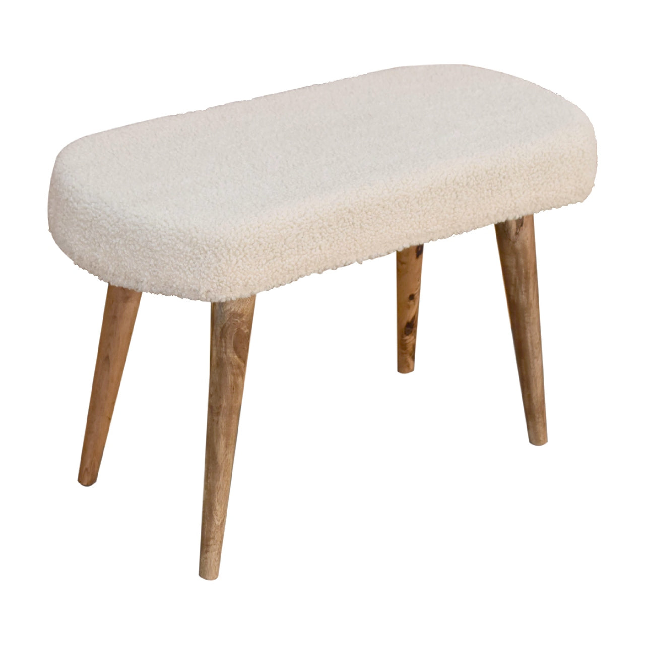 Boucle Cream Nordic Bench - CasaFenix