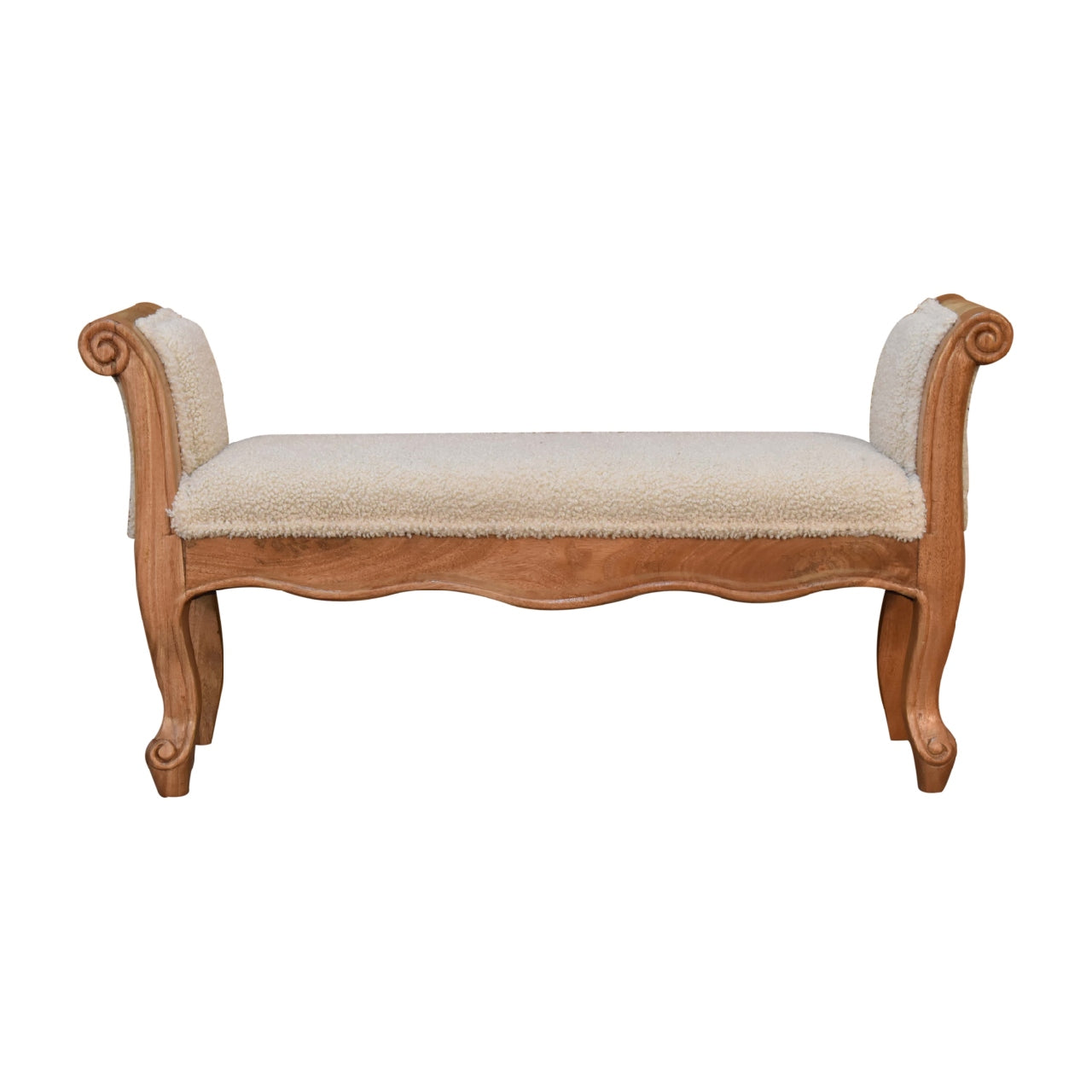 Boucle Cream French Style Bench - CasaFenix