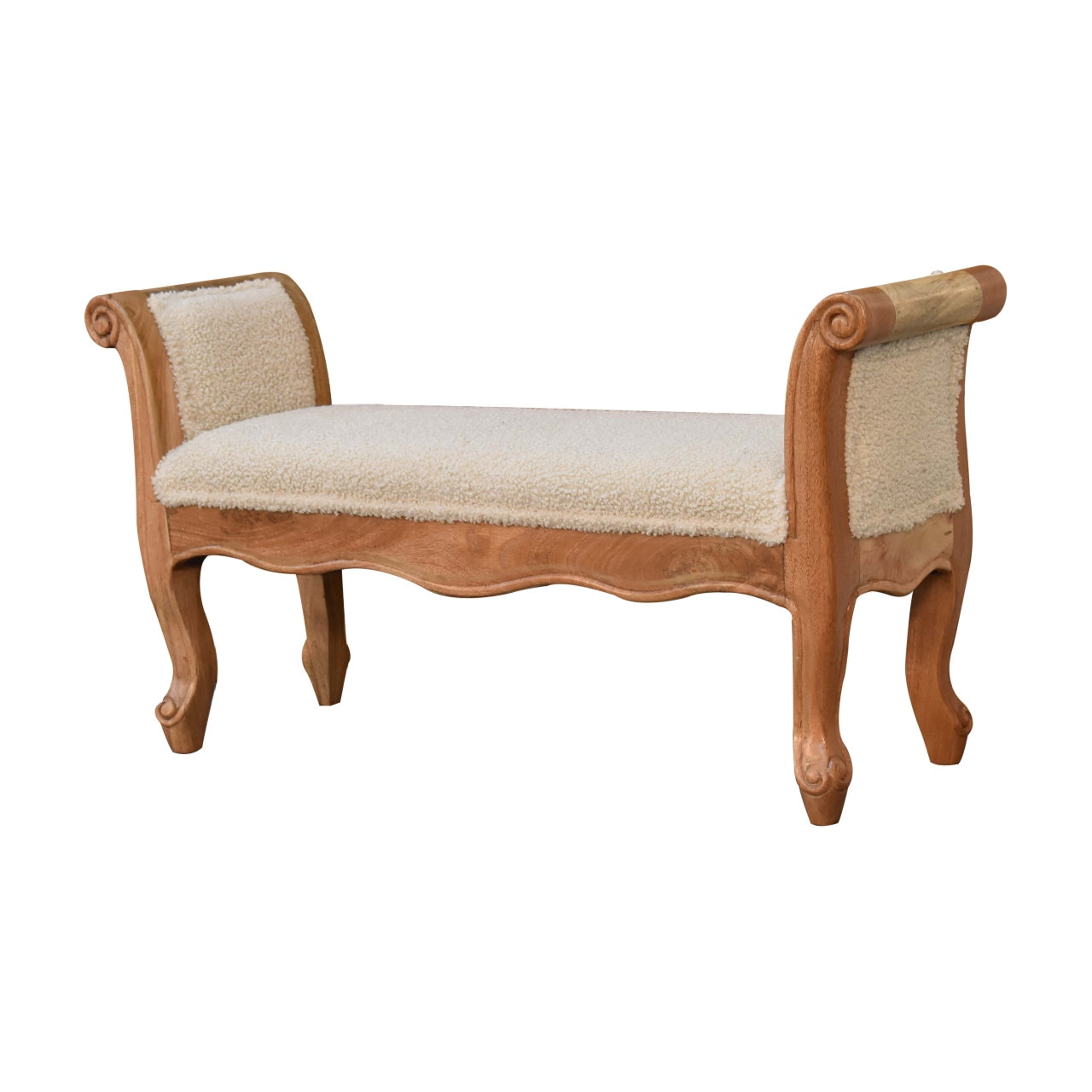 Boucle Cream French Style Bench - CasaFenix