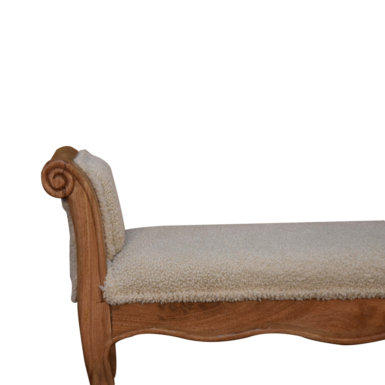 Boucle Cream French Style Bench - CasaFenix