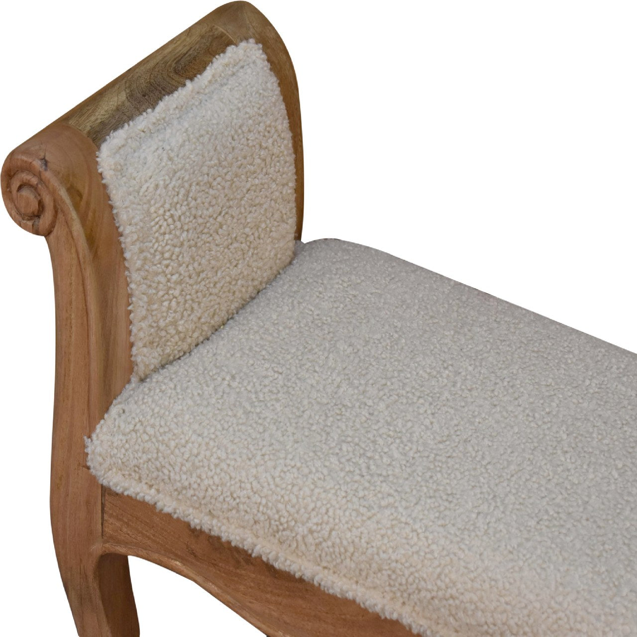 Boucle Cream French Style Bench - CasaFenix