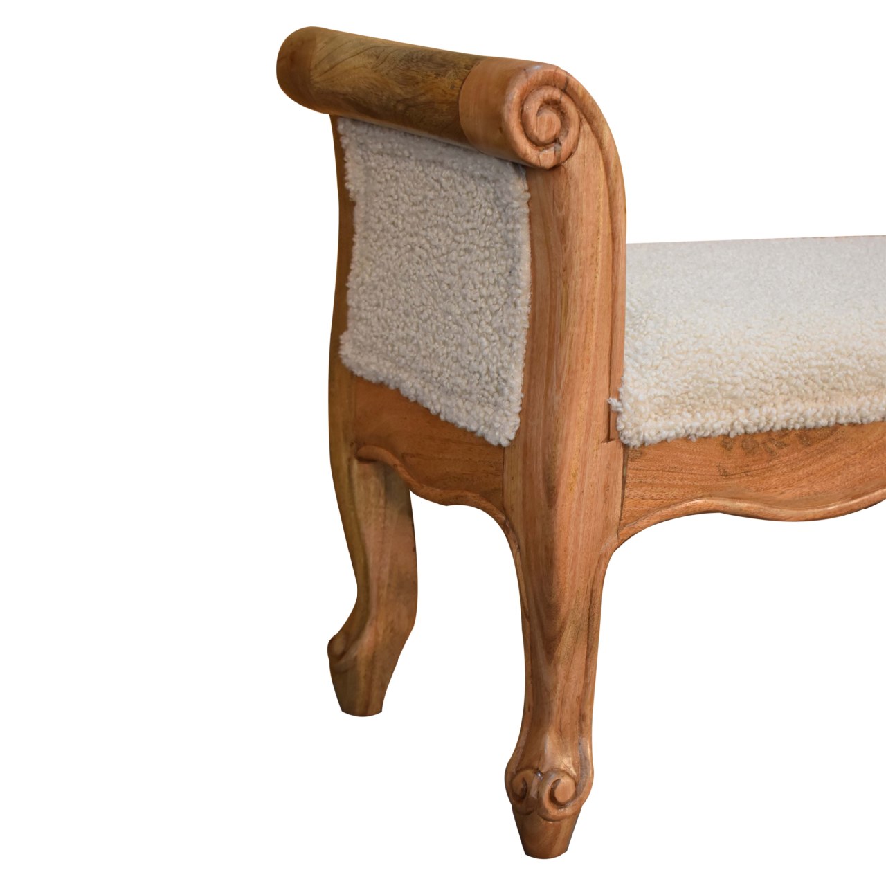 Boucle Cream French Style Bench - CasaFenix