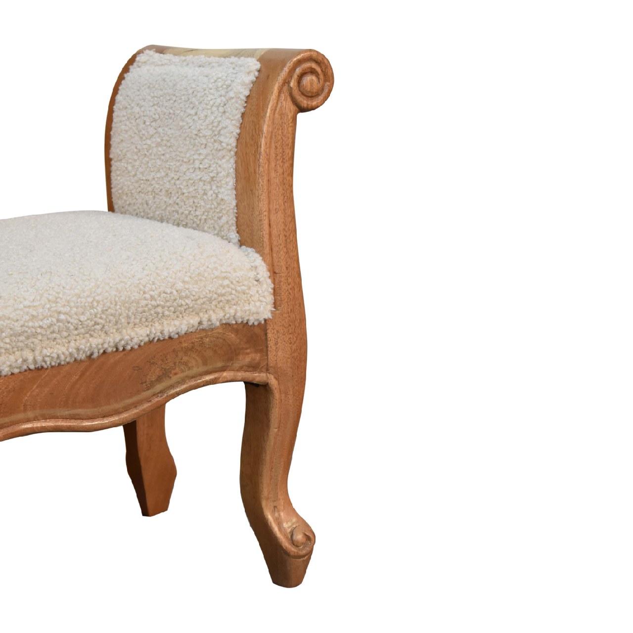 Boucle Cream French Style Bench - CasaFenix