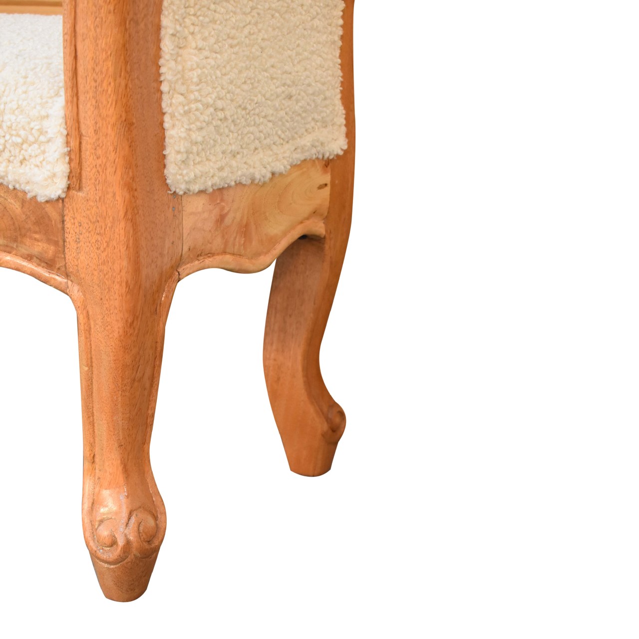 Boucle Cream French Style Bench - CasaFenix