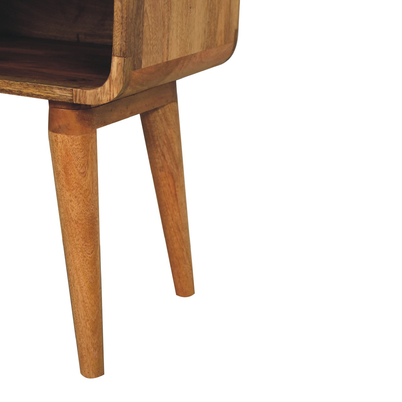 Curved Oak-ish Bedside with Open Slot - CasaFenix