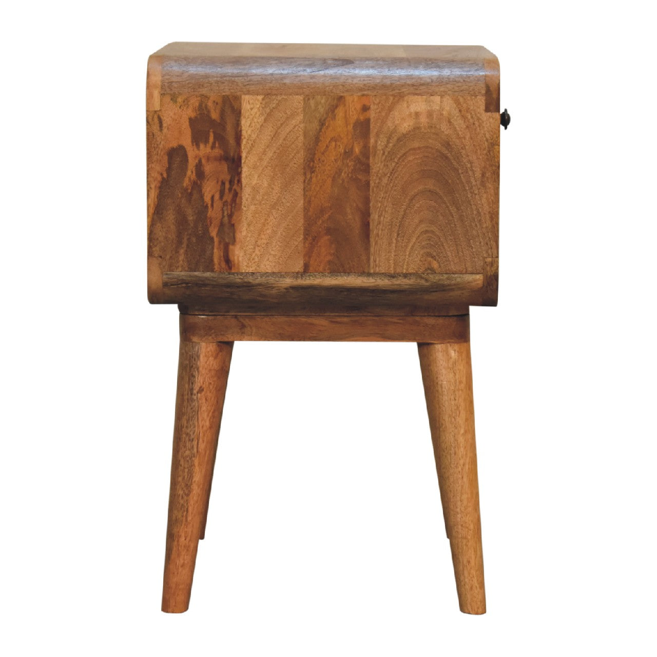 Curved Oak-ish Bedside with Open Slot - CasaFenix