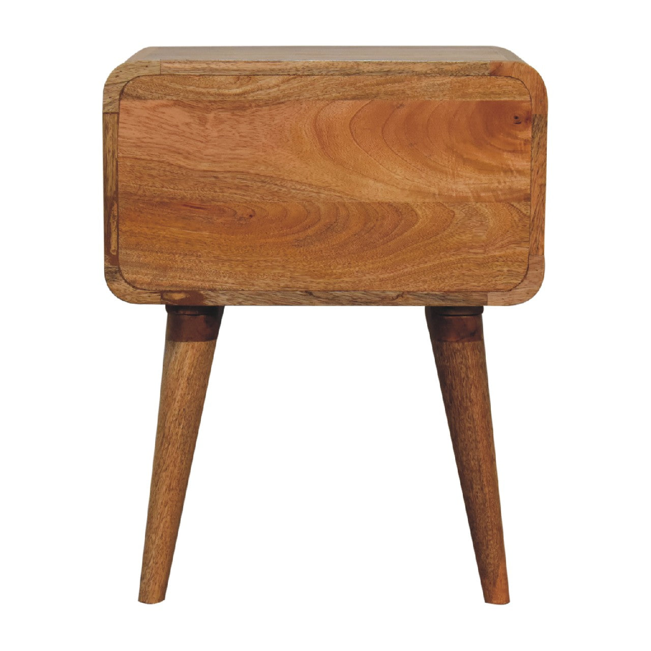 Curved Oak-ish Bedside with Open Slot - CasaFenix