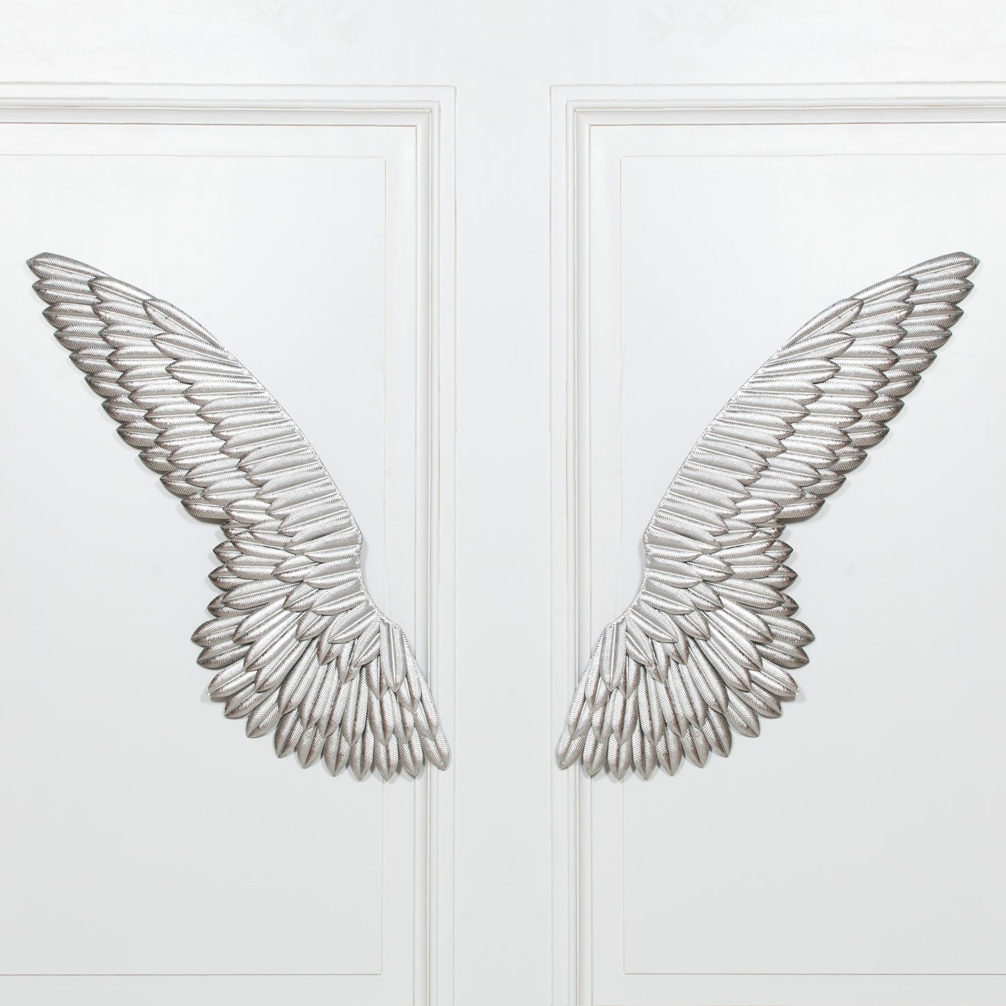 Large Metal Wall Silver Angel Wings