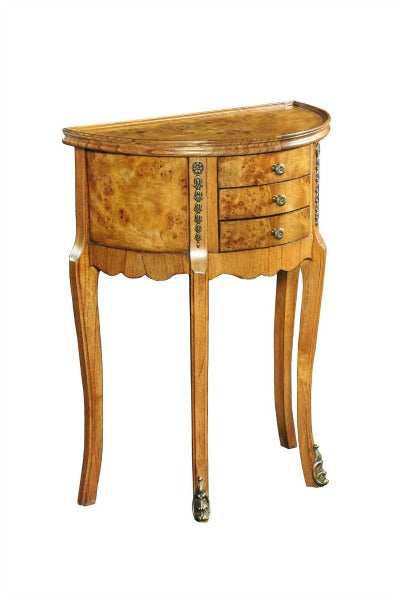 Cheshire Walnut Collection Oval Side Table 3 Drawers - CasaFenix