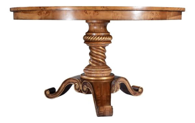 Cheshire Walnut Collection Round Dining Table Barley Twist Pedestal 150cm Diameter - CasaFenix