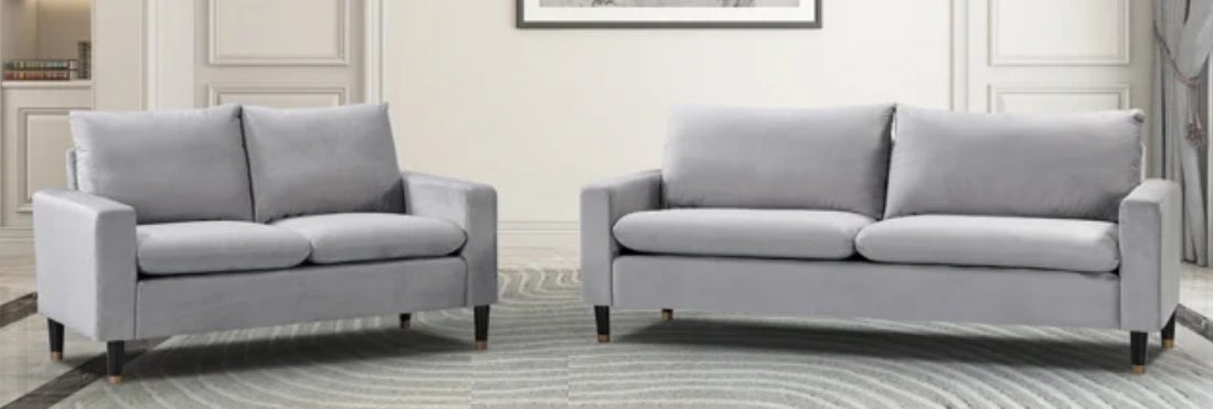 Plush Velvet Fabric Sofa Available in Blue, Green, Grey, or Teal. - CasaFenix
