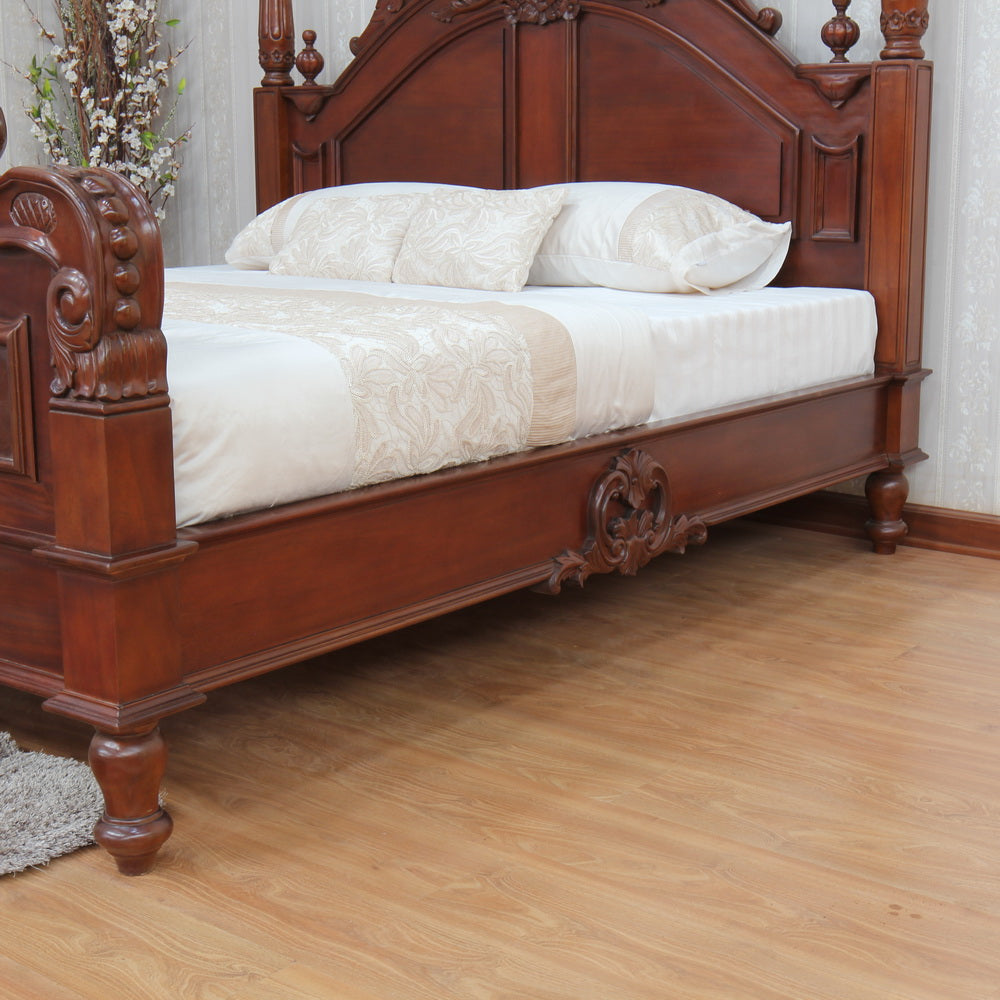 Half Tester Victorian Style Solid Mahogany Bed - CasaFenix