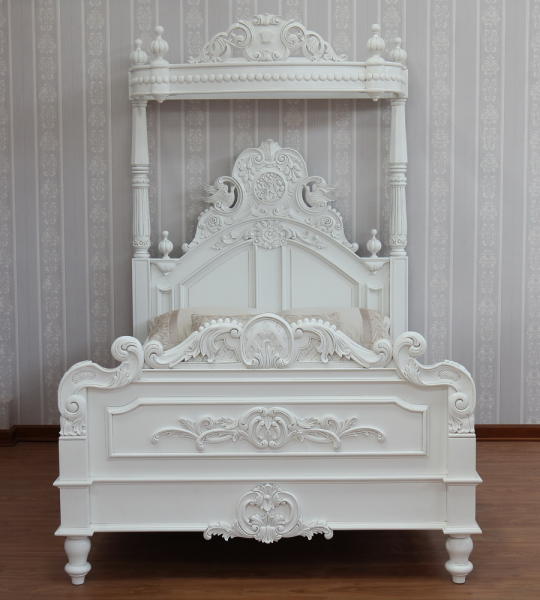 Half Tester Victorian Style Solid Mahogany Bed - CasaFenix