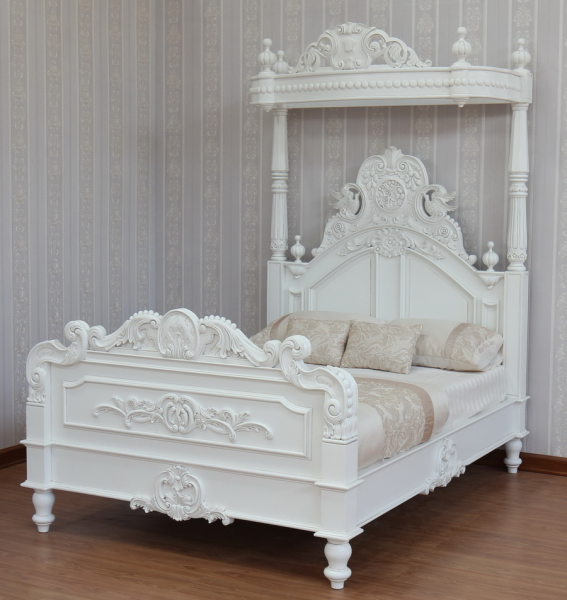 Half Tester Victorian Style Solid Mahogany Bed - CasaFenix