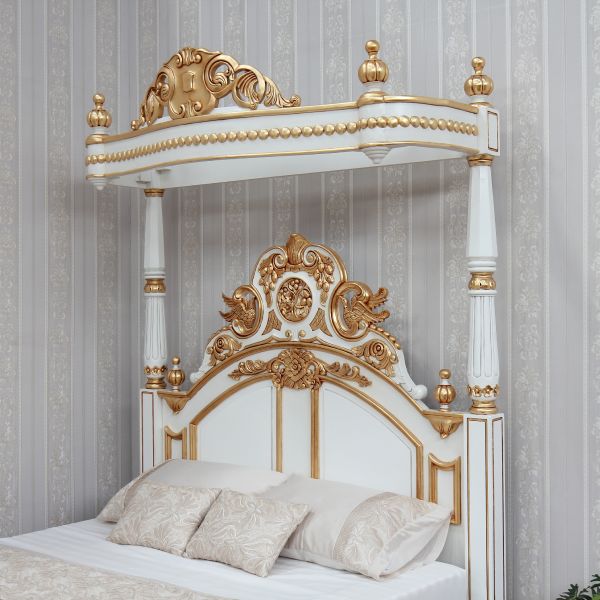 Half Tester Victorian Style Solid Mahogany Bed - CasaFenix