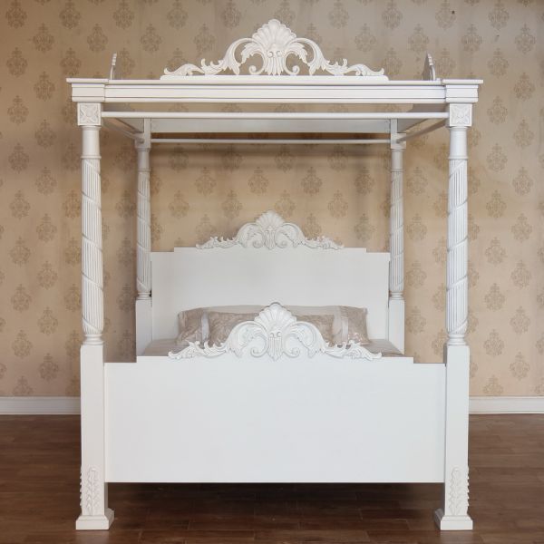 Regent Solid Mahogany Four Poster Bed - CasaFenix