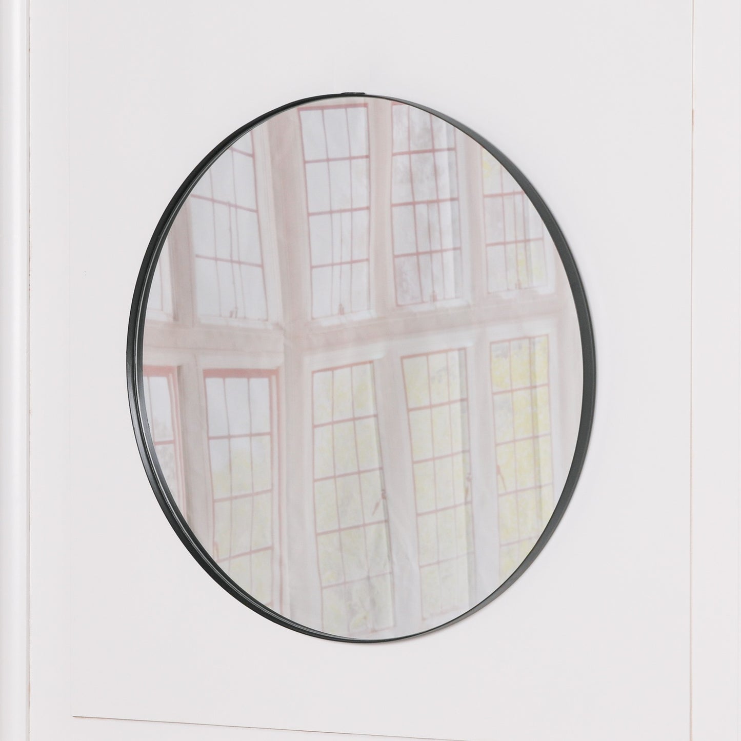 50cm Black Round Wall Mirror