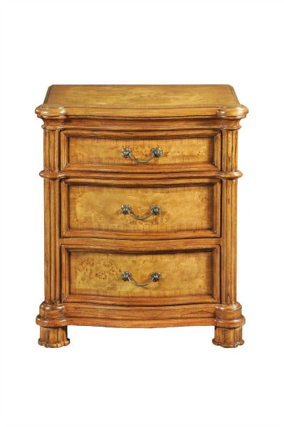 Burr Walnut Veneer Bedside Table | 3 Drawers | Cheshire Collection Bedside table / chest CasaFenix