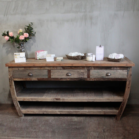 Centerpiece Recycled Wood Table - Width 180cm 3 Drawer Pot Dresser - CasaFenix