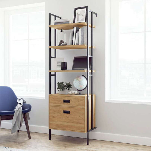 HYTHE WALL MOUNTED 4 SHELF BOOKCASE WITH DRAWERS CasaFenix